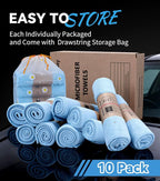 10-Pack (16"x16") 420GSM Premium Edgeless Microfiber Towels for Cars, Ultra-Soft Absorbent, Scratch-Free, Lint-Free, Professional Detailing Cloth for Home Cleaning, Trucks and More, Sky Blue