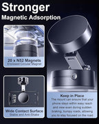 JingJinYY Vacuum Suction Magnetic Phone Holder, 2025 Upgraded Foldable and Retractable Magnetic Mount, A Movable Vacuum Suction Cup Car Phone Stand for Cars/Gyms/Mirrors/Smooth Surface (Black)