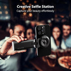 MiiKARE Travel Essentials Magnetic Airplane Phone Holder, Universal Handsfree Phone Mount for Flying with 360 Degree Rotation, Travel Must Haves Phone Stand for Desk, Tray Table, Black