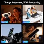 25W Certified for MagSafe Car Mount Charger with LED Light, Wireless Car Charger with TEC & Cooling Fan, 360°Rotation Strong Magnetic Phone Holder for Car with 45W Adapter for iPhone 17 Promax