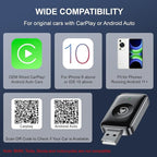 Wireless Carplay Adapter for iPhone & Android, Mini 2-in-1 CarPlay Dongle, Plug & Play, No Delay, Convert Wired to Wireless Bluetooth Apple Carplay, with USB&USB-C, for Apple iOS 10+ and 2016+ Cars