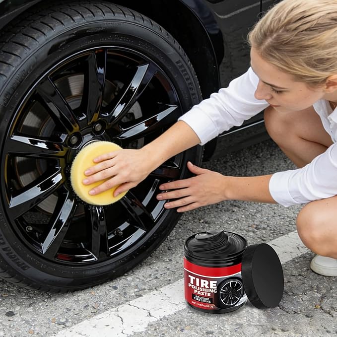 2PC 100g Auto tire Polishing Paste, with Sponge ，Cleaning Polishing，Product，Car Tire Shine for Trucks Sedans RVs SUV