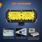 Nilight Led Light Bar 2PCS 6.5 Inch Amber 120W Spot Flood Combo 12000LM Waterproof Triple Rows Off Road Fog Lights with 16AWG Wiring Harness Kit-2 Lead, 2 Year Warranty