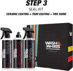 WASH&WHIPS SEAL - Exterior & Car Shine Kit (Step 3) – Sonoma Ceramic Coating Spray, Daytona Tire Shine, Suzuka Rubber & Plastic Coating – Long-Lasting Protection, Hydrophobic, Easy Application