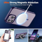 SUPFINE Magnetic for iPhone 14 Pro Max Case (Compatible with MagSafe) (Military Grade Drop Protection) Slim Translucent Matte Shockproof with Anti-Fingerprint Phone Case,Dark Purple