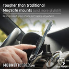 MobNetic Icon.MS MagSafe Compatible Phone Mount, Magnetic Phone Holder for Car w/ 90lb Pull Force, 90º Tilt & 360º Rotation, Aluminum Build, Compatibility for iPhone & Android (Obsidian Black)