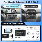 8-Core 4G+64G Qual-comm Snapdragon chip Car Radio for Honda Odyssey 2005-2010, Rimoody Car Stereo Carplay Android Auto 3D car Model Display GPS WiFi 9 Inch IPS Touchscreen Mirror Link Camera
