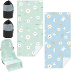 Hahafelt 1 Pack Car Seat Towel Covers with Storage Bag, 63 x 32 Inch Universal Non Slip Waterproof Sweat Protector for Car Truck, Gym Swimming Running, Machine Washable (Daisy)