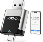 ZORVIA Wireless CarPlay Adapter for iPhone & Android Auto 2026 Upgraded - Convert Wired CarPlay to Wireless, Fast Auto Reconnect, Plug and Play, USB-C & USB-A (Silver)