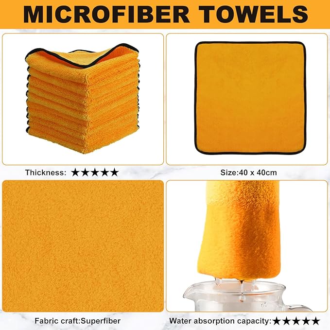 Tallew 80 Pcs Microfiber Towels:16"x16" Microfiber Drying Towels Bulk Micro Fiber Car Cleaning Cloth for Cars Drying Washing Polishing Office Windows Cleaning Household Supplies (Yellow)