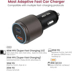 VELOGK Super Fast Type C Car Charger [73W Turbo], Fast Adaptive 55W 45W PPS/PD&QC3.0 USB C Car Adapter[Super Fast Charging 2.0]for Samsung S26 Ultra/S25 Ultra/S24 Ultra/S23 Ultra/S22+,iPad Pro,Macbook