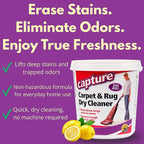 Capture Carpet & Rug Dry Cleaner w/Resealable lid - Home, Car, Dogs & Cats Pet Carpet Cleaner Solution - Strength Odor Eliminator, Stains Spot Remover, Non Liquid & No Harsh Chemical (2.5 lb)