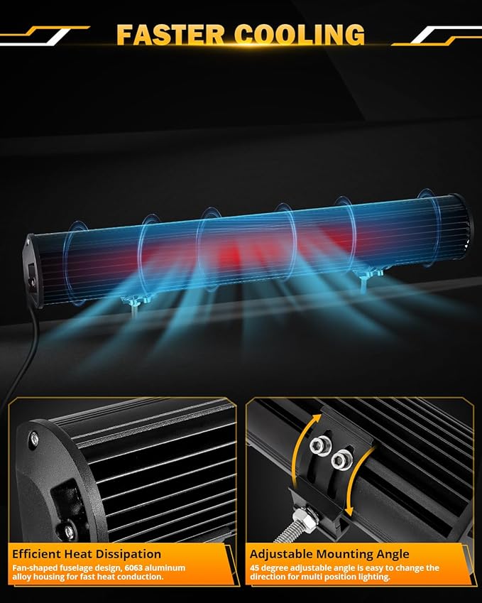 Auxbeam 20 Inch 420W LED Light Bar, 6 Modes Strobe Amber Lights Yellow Fog Light Dual Color Spot Flood Offroad Driving Lights, Memory Function LED Work Lights for Truck Car ATV