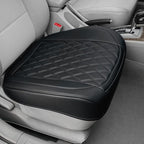 BEITK 1 Pack Leather Front Car Seat Cover Bottom Car Seat, Anti-Slip and Full Wrap Driver Car Seat Protectors, Luxury Waterproof Bottom Auto Seat Cushion Pad Mat for Most Vehicles(Black)