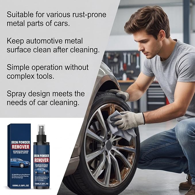 Rust Remover Spray - Fast-Acting Spray, Iron Powder Remover for Metal, Hardware Brake Solution, Engine Auto Liquid with Quick-Reaction Formula, Multipurpose Motorcycle Fluid for Oxidation Removal