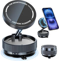 Suction Cup Phone Mount, Vacuum Magnetic Phone Holder Stand for Car, 5 Nano Gel Pads for Smooth/Rough Surfaces, 360° Rotatable Strong Grip Phone Stand for All Smartphones, Driving Home (Black)