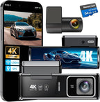 4K+1080P Dash Cam Front and Rear,Dual Dash Camera for Cars with 5.8GHz WiFi GPS,Night Vision,Mini Dash Cam with 3.59" IPS Screen,24H Parking Mode,G-Sensor,Loop Recording,64GB SD Card Included