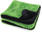 1200GSM Microfiber Car Drying Towel, Double-Twist Loop, Ultra-Absorbent, Quick-Dry, Lint- & Streak-Free, Scratch-Safe, for Car Wash & Detailing (1 Pack) (Dark Grey & Green, 16" x 16")