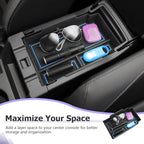 LUWU Center Console Organizer Compatible with Subaru Crosstrek & Impreza 2024-2026 Accessories Armrest Console Secondary Storage Box Insert Tray ABS Material with Coin Holder Blue