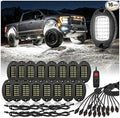 16 Pods Pure White LED Rock Lights, IP68 Waterproof Aluminum 6500K Bright White Underglow Light with Extension Cord Harness,12V Metal Fender Lights for Trucks Off Road UTV ATV Car Golf Trailer Etc