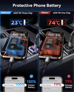 【Upgraded】 125W USB C Car Charger Super Fast Charging for iPhone 16, [PD65W & QC60W][All Metal] MRGLAS Cigarette Lighter Car Charger,Dual Port for iPhone 16 15 Pro iPad Samsung S25/S24 MacBook-Purple