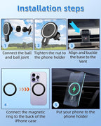 PZK Car Phone Mount for L-EXUS RX 350/ RX 450h 2010 2011 2012 2013 2014 2015 Accessories Custom Air Vent Car Phone Holder Magnetic 15W Fast Wireless Charger 360° Rotation Automobile Cradles