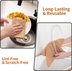 80 Pack Microfiber Cleaning Cloth Roll,Lint Free Rags & Tear Away Reusable Towels Washable Scratch,Ultra Absorbent Dish Rags(12" x 12") for Car Kitchen Home Garage-Dark Coffee
