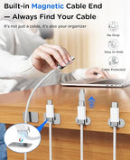 StayCable 5FT USB A to USB C Cable with Built-in Magnetic Holder for Nightstand, Desk and Car, 3A Fast Charging Anti-Fall Cord with 2 Adhesive Metal Plates, Braid Type-C Data Cable for iPhone 17