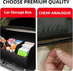 1Pack Leather Trunk Organizer for SUV & Sedans - Extra Large Foldable Car Storage Box with Lid, Adjustable Removable Dividers and Carry Handle, Collapsible Auto Cargo Organizer Black (1)