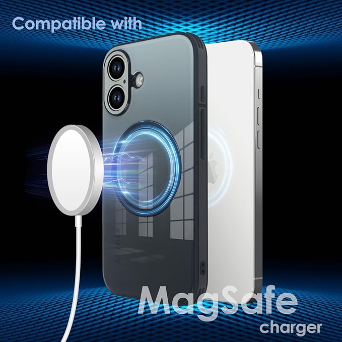 Guppy Compatible with iPhone 17 Magnetic Case, with Full Camera Lens Protector [Compatible with MagSafe] Scratch Resistant Gradient Glass Back Cover Phone Case-Black