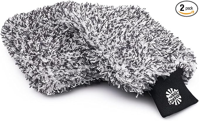 The Rag Company - The Cyclone Ultra Wash Mitt + Cyclone Ultra Wash Pad 6in x 8in Combo Pack - Microfiber Blend, Twist Loop Interior Liner Ideal for Foam, Soap + Bucket, & Rinseless Washing Methods