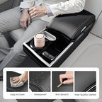 Coverado Center Console, Universal Bench Seat Center Console, Truck Back Seat Car Organizer with Cup Holder, Rear Central Car Armrest Box with Storage, Black