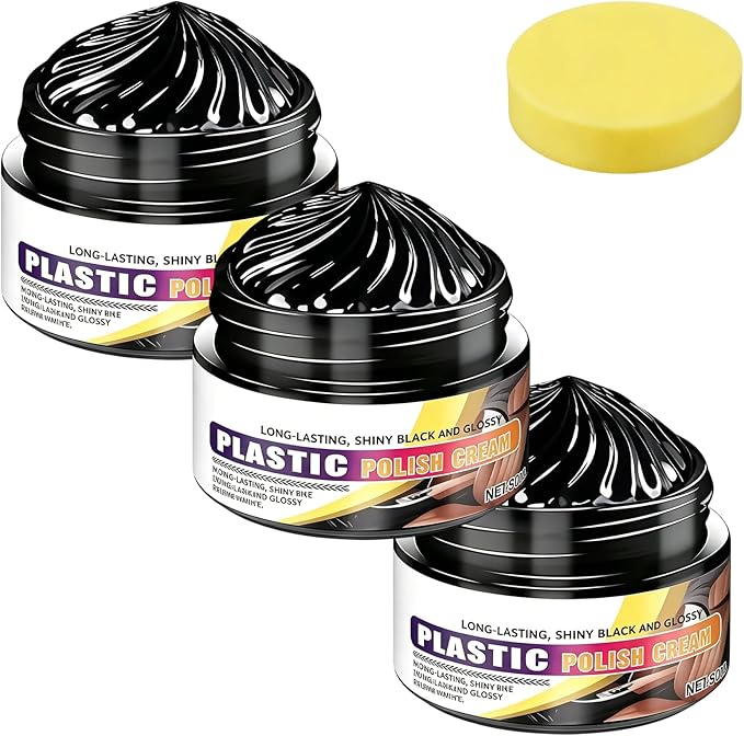 Tyre Nourish Cream, Tire Wax 100g with Sponge,Tire Polishing Paste, Restores Black Gloss, Wheel Cleaning Refurbish Wax, Polishing Paste for Cars Trucks, Restores Like-New Look (3pcs)