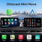 OTTOCAST Mini Nova, 2 in 1 Wireless Carplay & Android Auto Adapter, Plug & Play 2026 Upgraded with AI Assistance (ChatGPT, Gemini, Claude)
