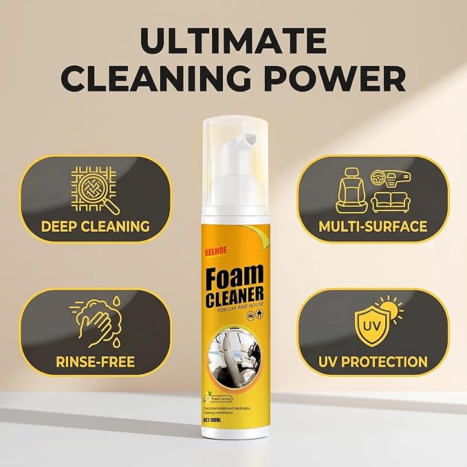 Car Interior Foam Cleaner, Multi-Purpose Stain Remover for Car Seats, No-Wash Foam Cleaner for Vehicle (2 Pack, 6.8 Fl Oz)