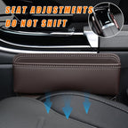 Ziciner Car Seat Gap Organizer, Premium Leather Auto Seat Storage Box, Vehicle Adjustable Front Seat Gap Filler, Car Seat Side Pocket Organizer for Phones, Glasses, Keys, Money, Cards (Coffee)