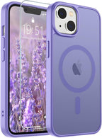 SUPFINE Magnetic for iPhone 15 Plus Case & iPhone 14 Plus Case(Compatible with MagSafe)(Military Grade Drop Protection) Slim Translucent Shockproof with Anti-Fingerprint Phone Case,Purple