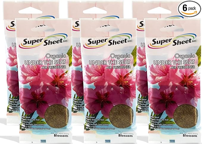 Super Sheet, Organic Under the Seat Car Air Freshener, Long Lasting Fragrance (Blossom, 6 Packs)
