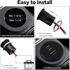 Acegoo 78W 12V USB Outlet, Dual 30W PD3.0 Type-C & 18W QC3.0 Aluminum Car Charger Socket, Multi Port Fast Charging Replacement Socket Accessories for RV Camper Trailer Truck Boat (1 Pcs)