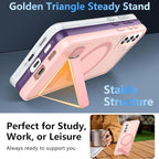 OWKEY for Samsung Galaxy S21 Case with Stand, Magnetic Shockproof Case Fit for Magsafe Translucent Matte Cover for Samsung S21, Pink