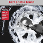 4PCS Professional Wheel Detailing Set - Metal-Free Flat Rim Brush, Dual-Hardness Tire Brushes & Lint-Free Towel | Scratch-Free Brake Dust Removal for All Vehicles