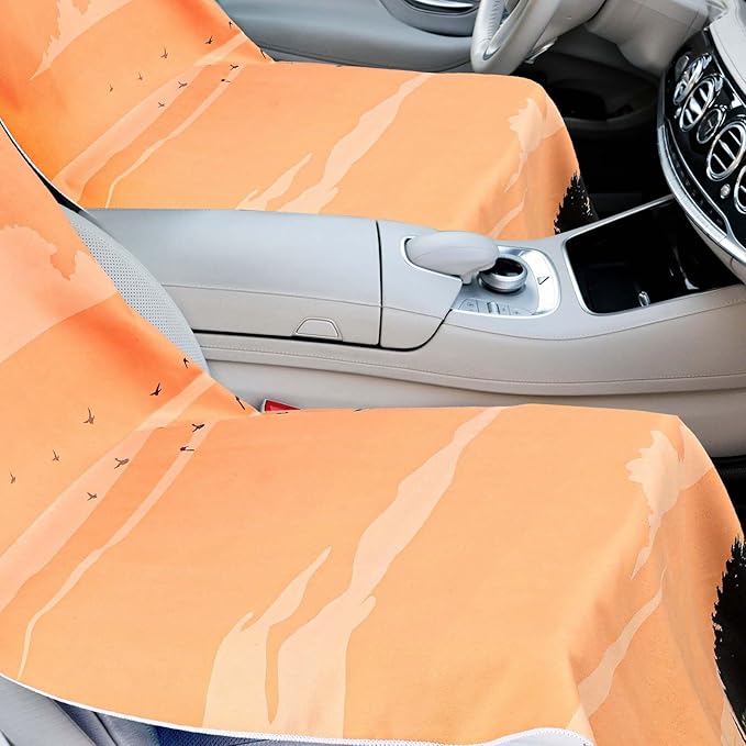 Hahafelt 1 Pack Car Seat Towel Covers with Storage Bag, 63 x 32 Inch Universal Non Slip Waterproof Sweat Protector for Car Truck, Gym Swimming Running, Machine Washable (Mount Desert Island)