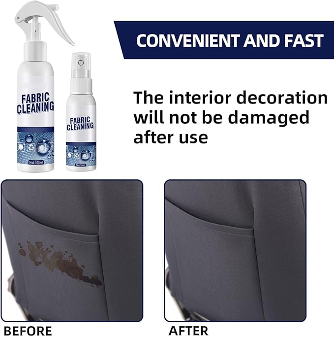5 Seconds Car Stain Remover, Car Stain Remover, Interior Fabric Leather Cleaning, Car Seat Upholstery Strong Stain Remover, Foam Cleaner Spray for Car (100ml)