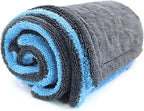 Extra Large Car Drying Towel, 48”x24” Dual Sided Microfiber Car Cleaning Towel with Twisting Yarn Technique, 1200GSM Super Absorbent, Holds Up to 8 lbs, Scratch-Free, Machine Washable (Darkgray-Blue)