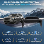 Dashboard Storage Tray Dash Organizer for Nissan Rogue 2026 2025 2024 2023 2022 2021(Fits for 8-Inch Screen), Interior Accessories Center Console Behind Screen Storage Box for 2021-2026 Rogue