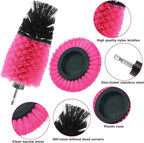 8 Pcs Drill Brush Attachment Set, Power Cleaning Scrub Brush Kit with Extend Long Attachment, All Purpose Drill Scrub Brushes for Car, Grout, Floor, Tub, Bathroom and Kitchen (Pink)