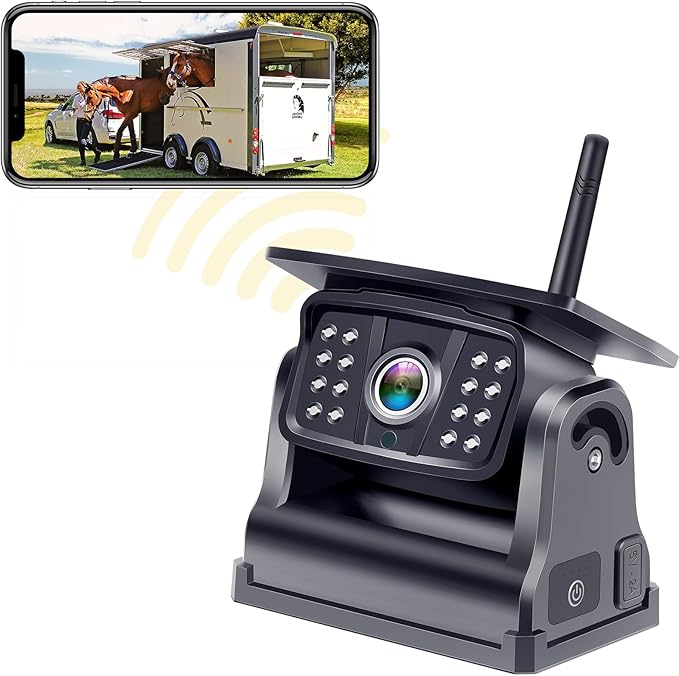 Wireless Backup Camera WiFi for Trucks: Solar-Powered Magnetic No Wiring Hitch Camera for Pickup Trucks - HD 1080P Night Vision Easy Installation for Towing & Parking - V7