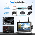 Wireless Backup Camera for Truck 7'' 1080P HD Monitor with DVR, BSD Alert RV Backup Camera System 18 LED IR Night Vision Reverse Camera Support 4 Cameras Rear View Camera for Car,Trailers, 5th Wheels
