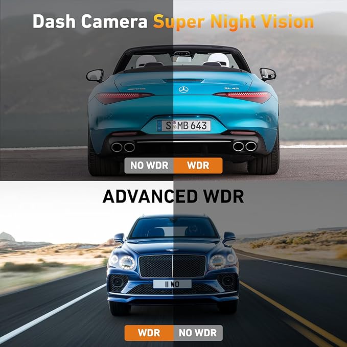 4K Dash Cam Front and Rear, 4K+1080P Dashcam, Dash Camera for Cars with 5GHz WiFi & App Control, GPS, 64GB Card, 24H Parking Monitor, Night Vision, G-Sensor, Loop Recording Dual Car Camera