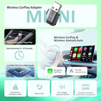 OneCarStereo Mini Wireless CarPlay Android Auto Adapter, Plug & Play, 2026 Upgrade, Convert Wired CarPlay to Wireless for iOS 10+, Fast Stable 5.8GHz Wi-Fi USB Car Play Dongle